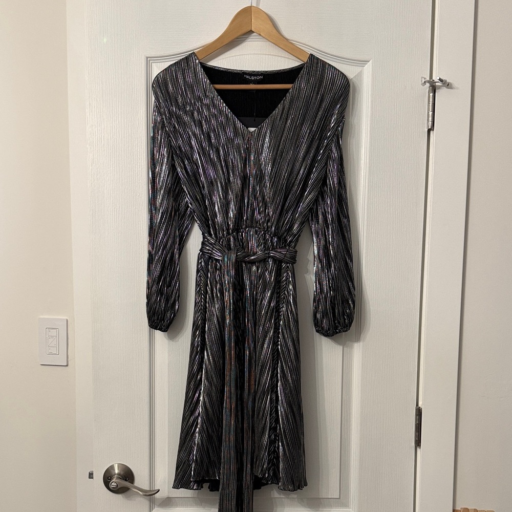 Topshop Black and Silver Long Sleeve Dress